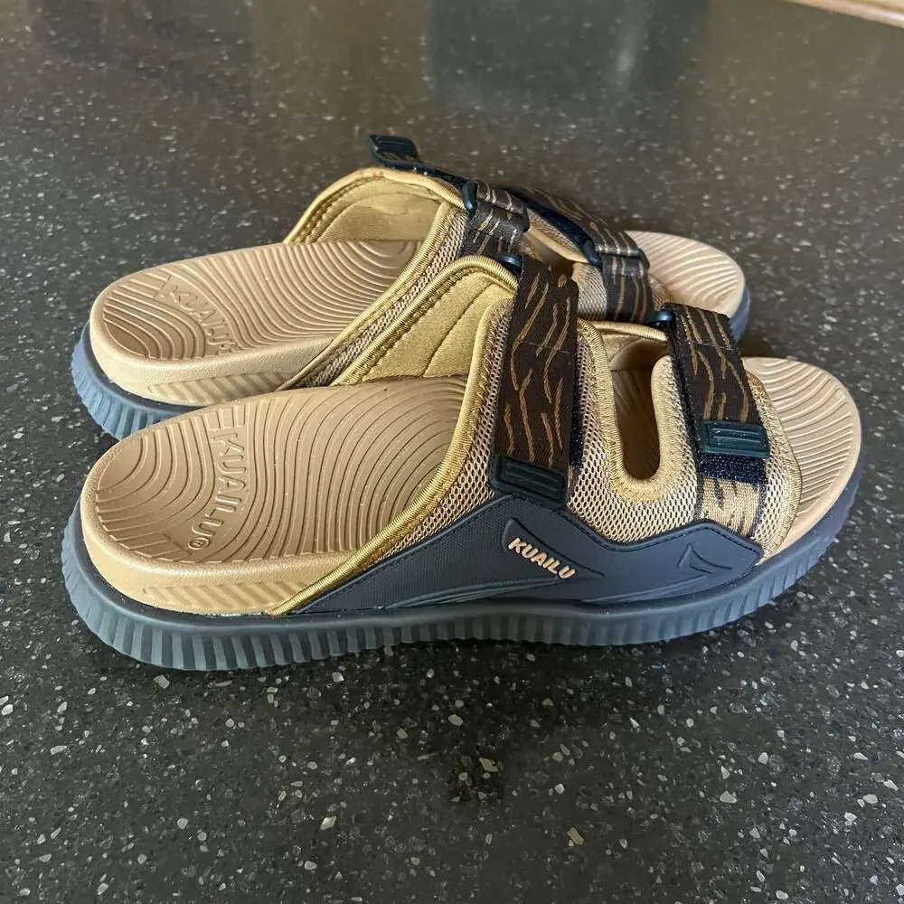 KuaiLu Mens Orthotic Sandals Athletic Arch Support Recovery Walking Slides -13